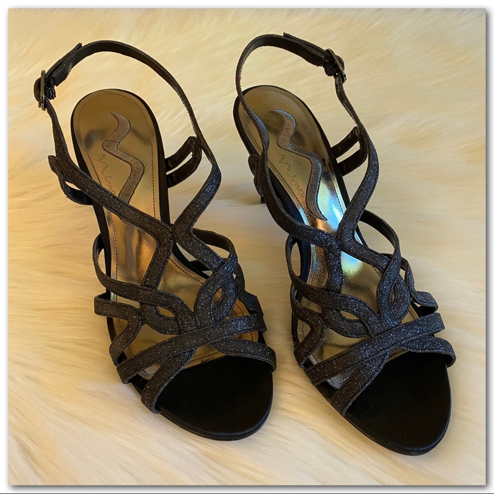 Nina Formal Strappy Glitter Heels NWOT ✨